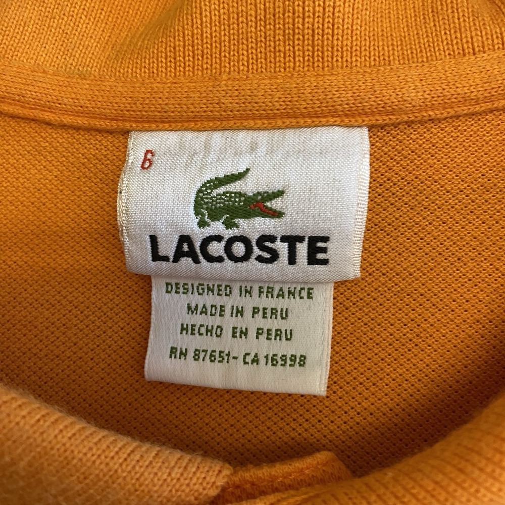 Vintage Orange Short Sleeve LaCoste Polo Shirt 100% Cotton Men's XL/6 - Picture 2 of 8